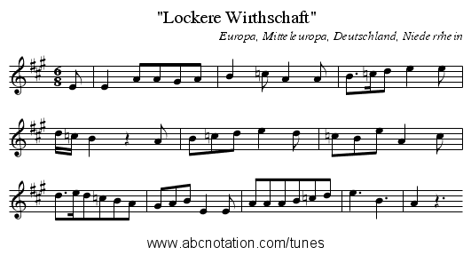 Lockere Wirthschaft - staff notation