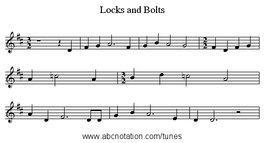 Locks and Bolts - staff notation