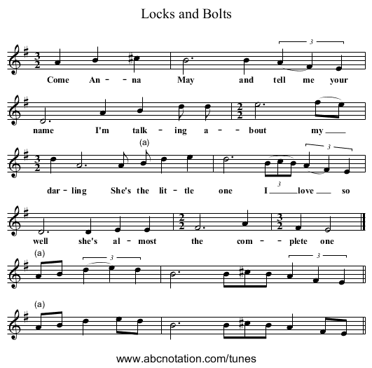 Locks and Bolts - staff notation