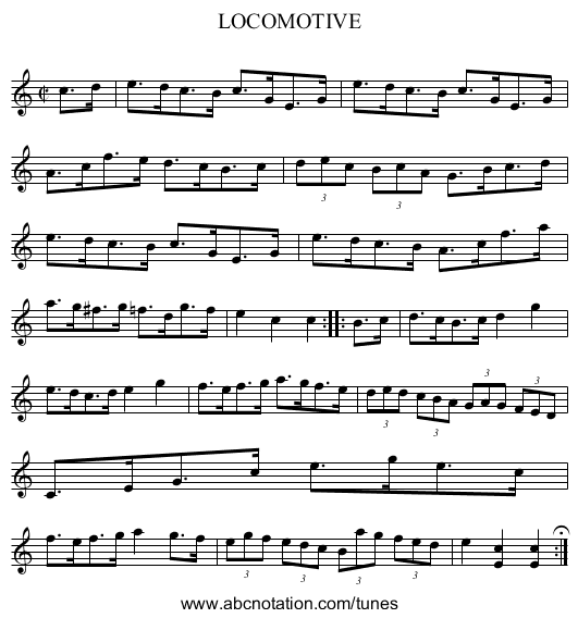 LOCOMOTIVE - staff notation