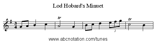 Lod Hobard's Minuet - staff notation