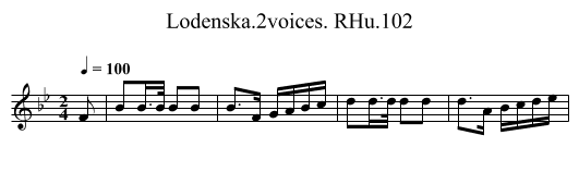 Lodenska.2voices. RHu.102 - staff notation
