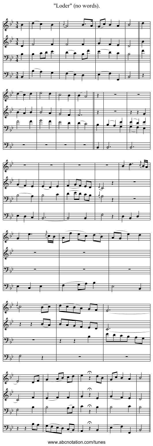 Loder (no words). - staff notation
