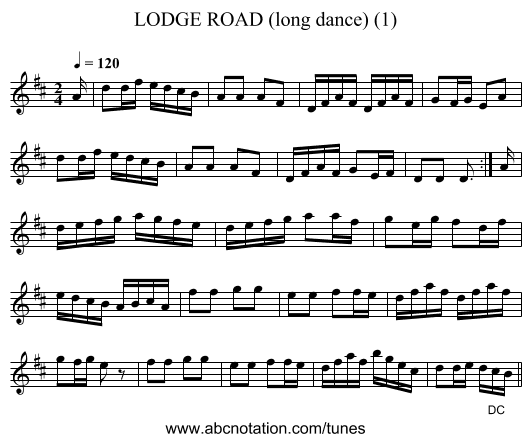 LODGE ROAD (long dance) (1) - staff notation