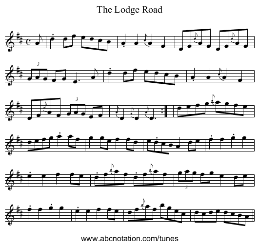 Lodge Road, The - staff notation