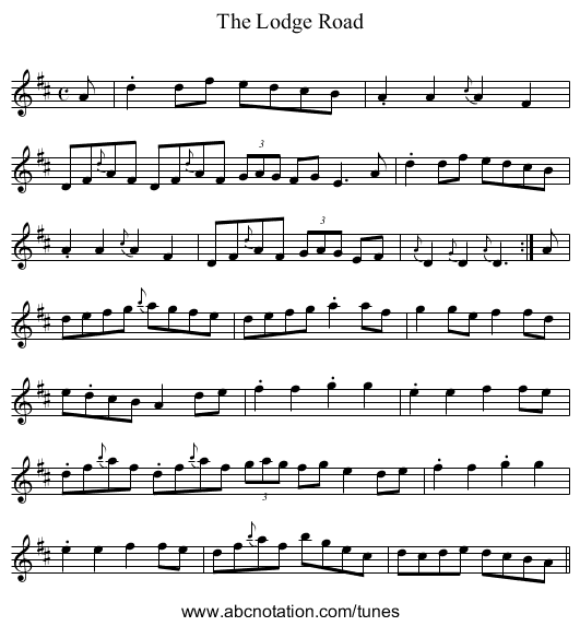 Lodge Road, The - staff notation