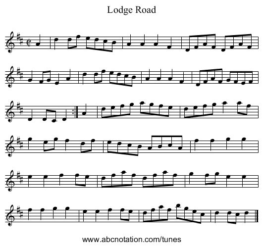 Lodge Road - staff notation