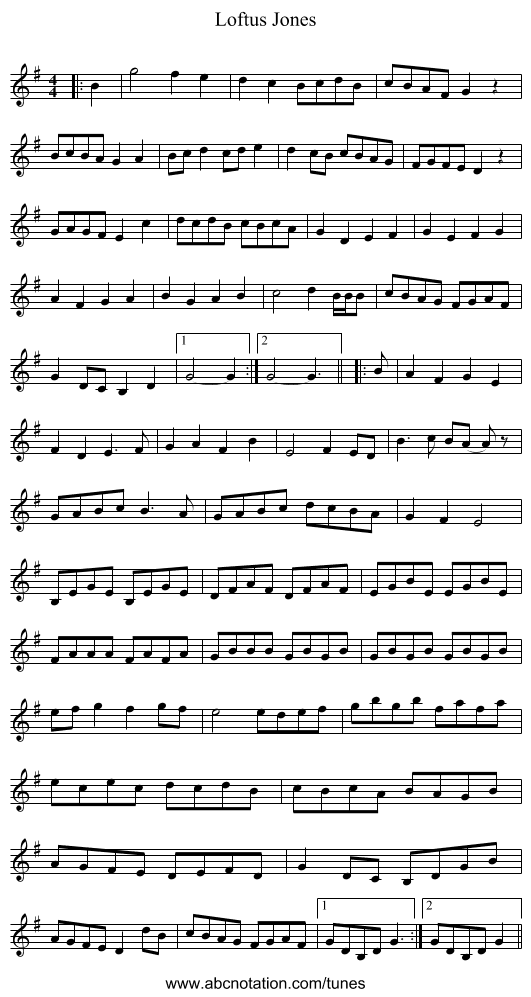 Loftus Jones - staff notation