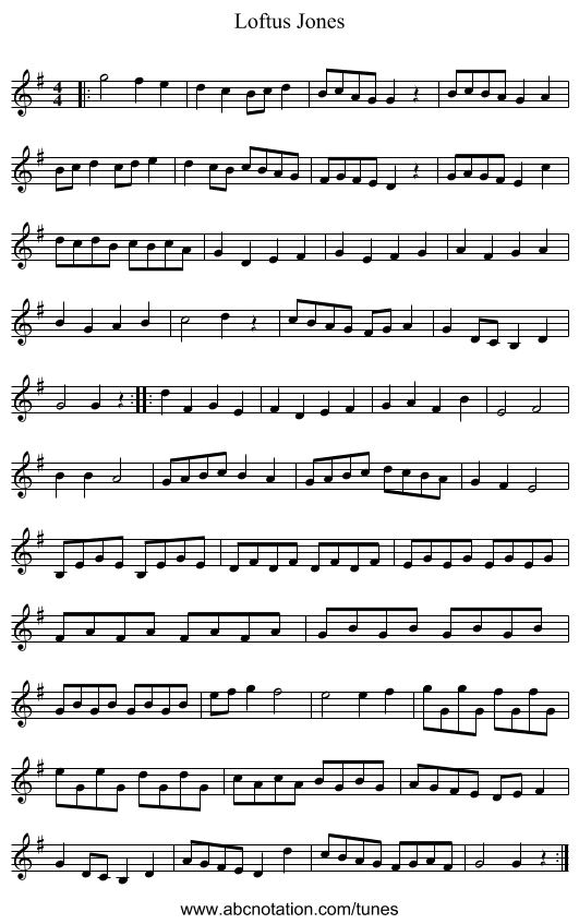 Loftus Jones - staff notation