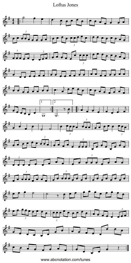 Loftus Jones - staff notation