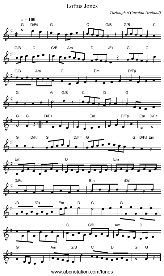 Loftus Jones - staff notation