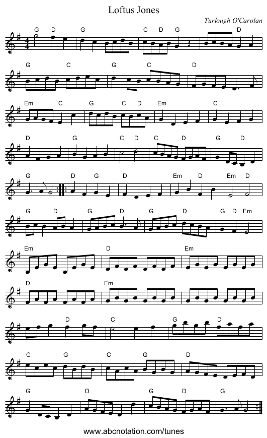 Loftus Jones - staff notation