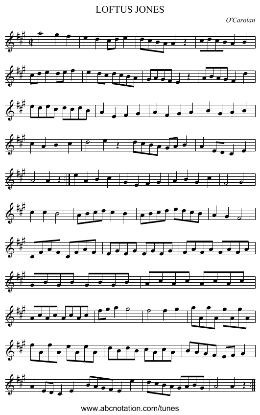 LOFTUS JONES - staff notation