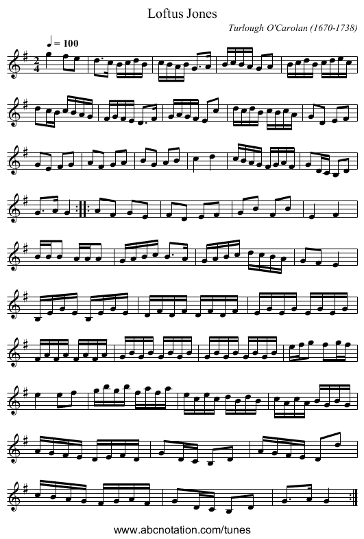 Loftus Jones - staff notation