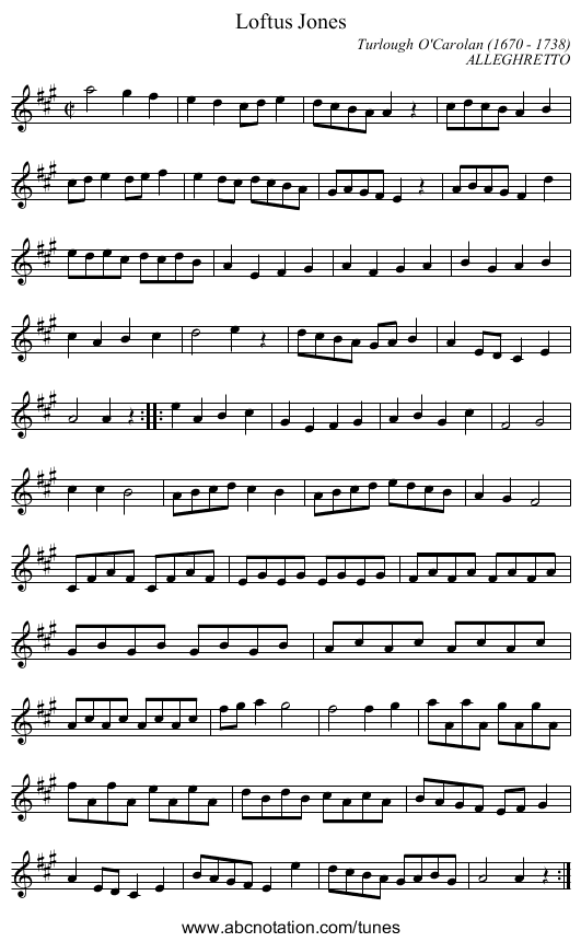 Loftus Jones - staff notation