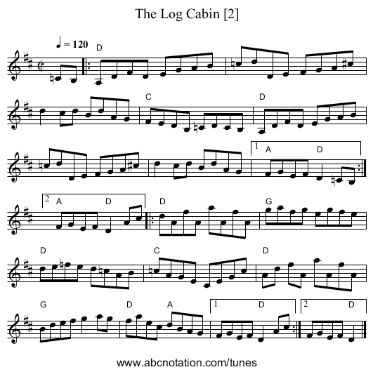 Log Cabin [2], The - staff notation