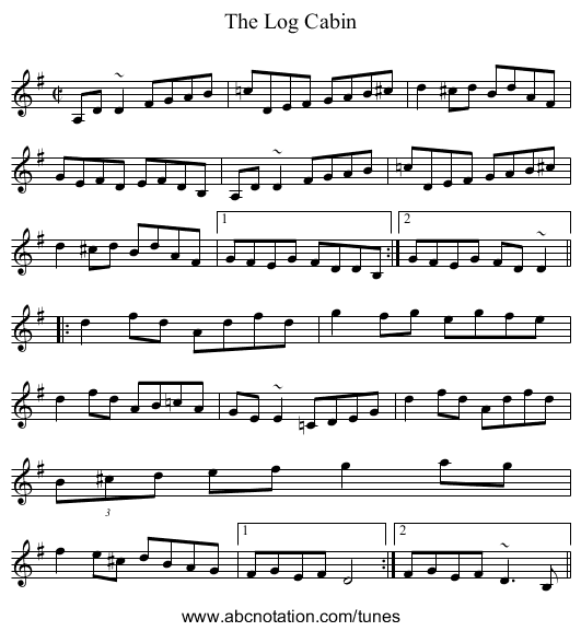 Log Cabin, The - staff notation