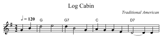 Log Cabin - staff notation
