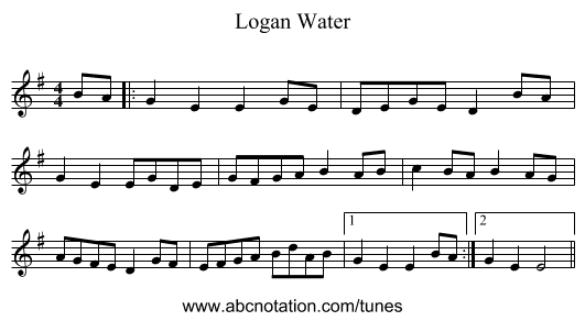 Logan Water - staff notation