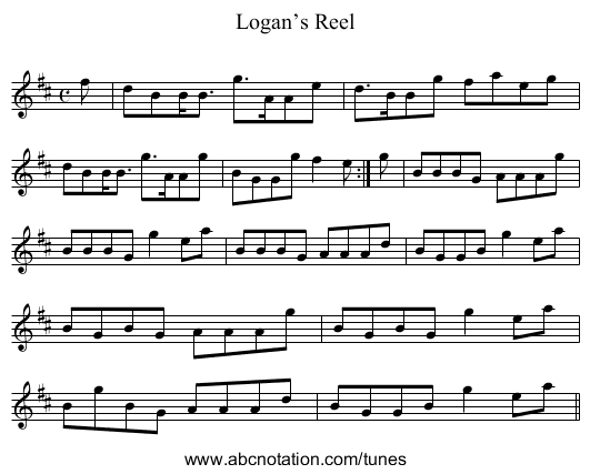 Logan’s Reel - staff notation