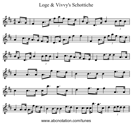 Loge & Vivvy's Schottiche - staff notation