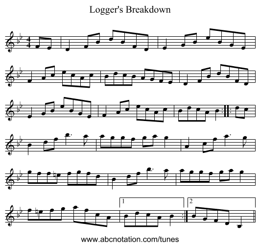 Logger's Breakdown - staff notation