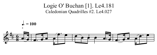 Logie O' Buchan [1]. Le4.181 - staff notation
