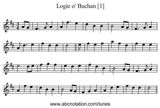 Logie o' Buchan [1] - staff notation
