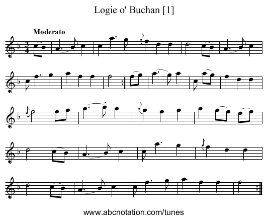 Logie o' Buchan [1] - staff notation