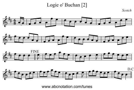 Logie o' Buchan [2] - staff notation
