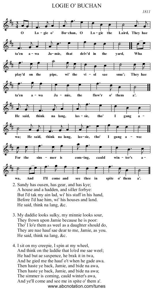 LOGIE O' BUCHAN - staff notation