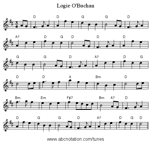 Logie O'Buchan - staff notation