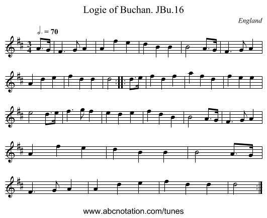 Logie of Buchan. JBu.16 - staff notation