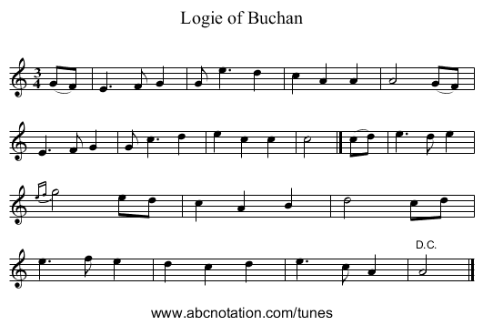 Logie of Buchan - staff notation