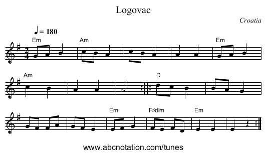 Logovac - staff notation