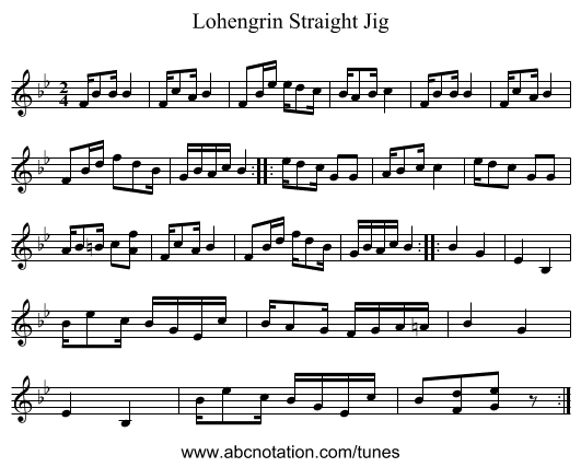 Lohengrin Straight Jig - staff notation