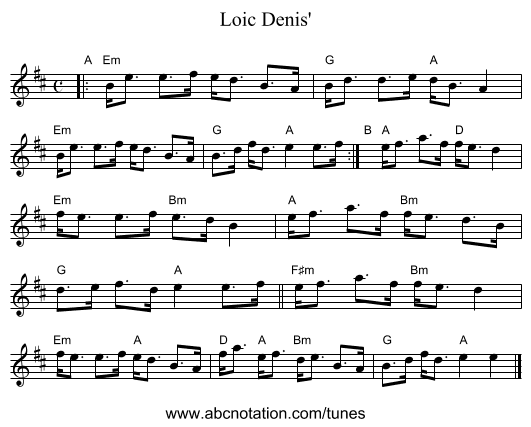 Loic Denis' - staff notation