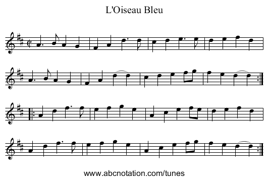 L'Oiseau Bleu - staff notation