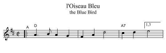 l'Oiseau Bleu - staff notation