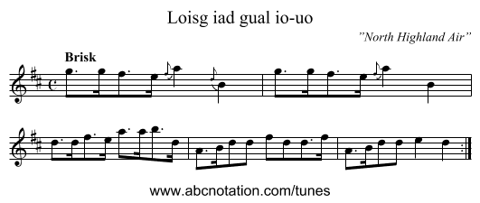 Loisg iad gual io-uo - staff notation