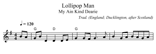 Lollipop Man - staff notation