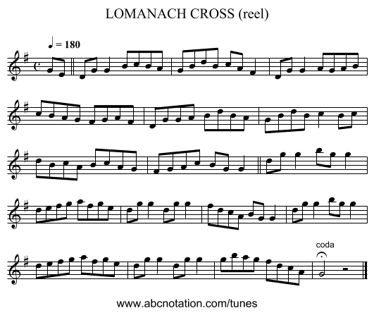 LOMANACH CROSS (reel) - staff notation