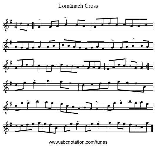 Lománach Cross - staff notation