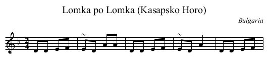 Lomka po Lomka (Kasapsko Horo) - staff notation