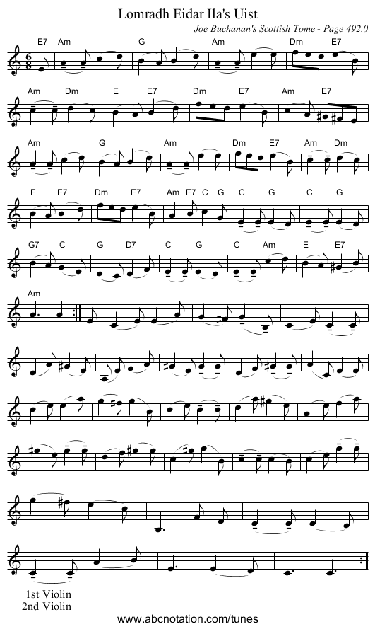 Lomradh Eidar Ila's Uist - staff notation