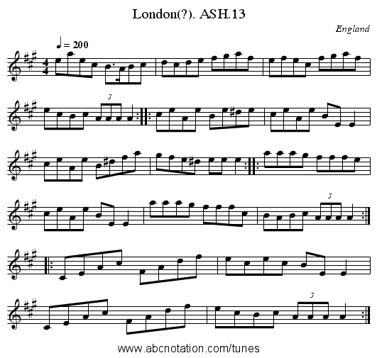 London(?). ASH.13 - staff notation