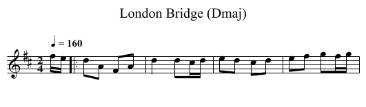 London Bridge (Dmaj) - staff notation