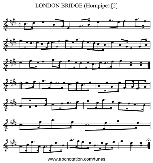 LONDON BRIDGE (Hornpipe) [2] - staff notation