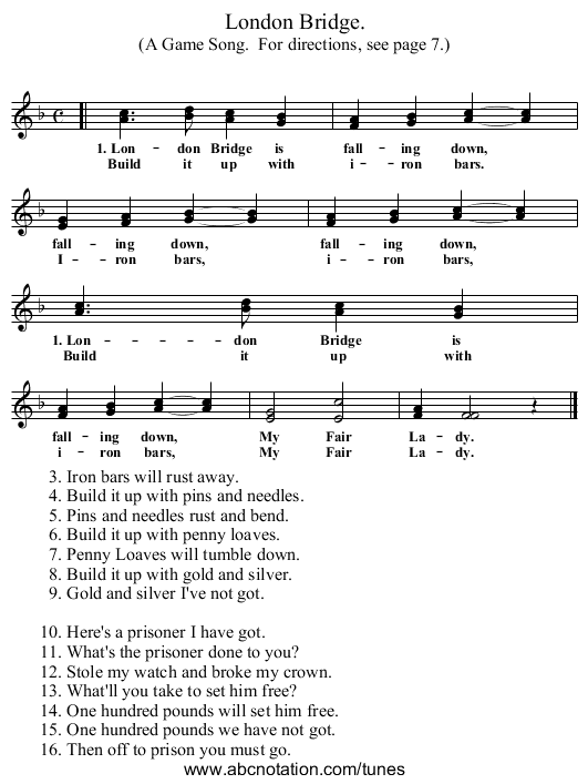 London Bridge. - staff notation