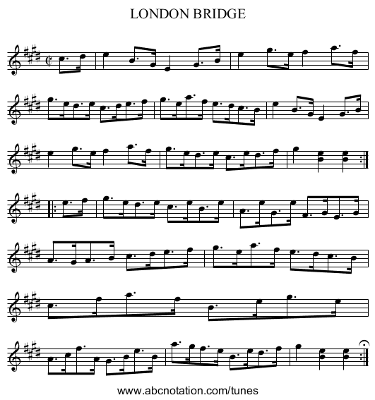 LONDON BRIDGE - staff notation